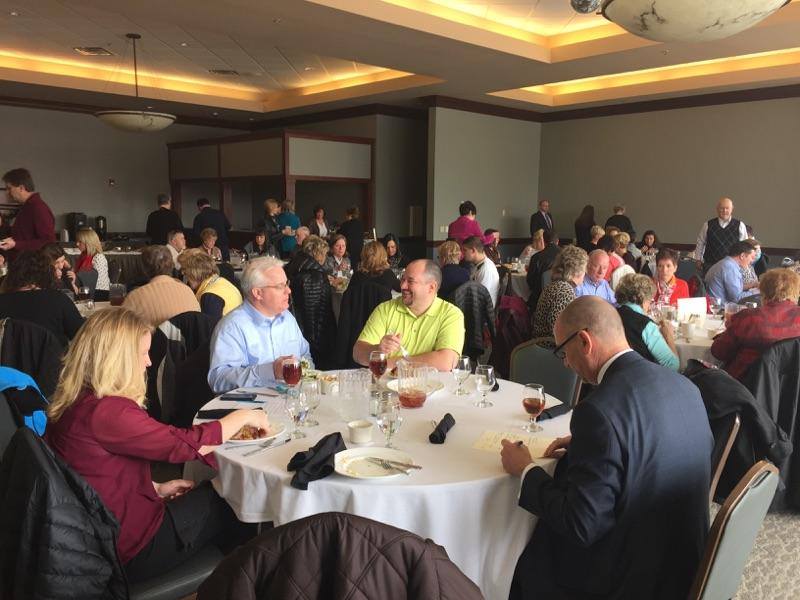 Members eating lunch