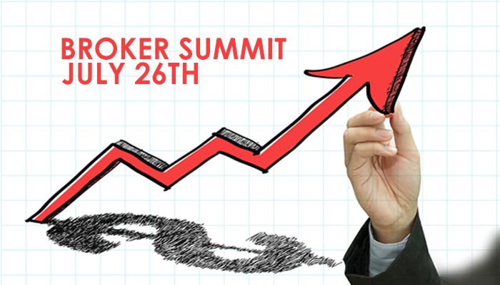 Broker summit graphic with hand and arroow