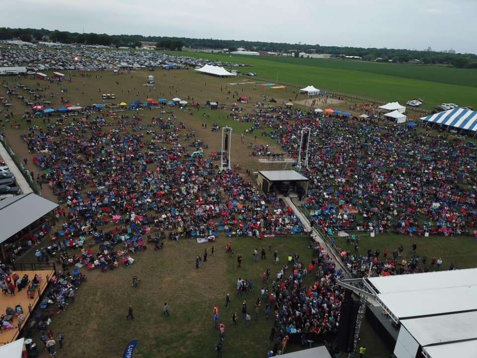 Crowd of people at concert from overhead