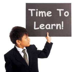 Time to learn sign showing learning